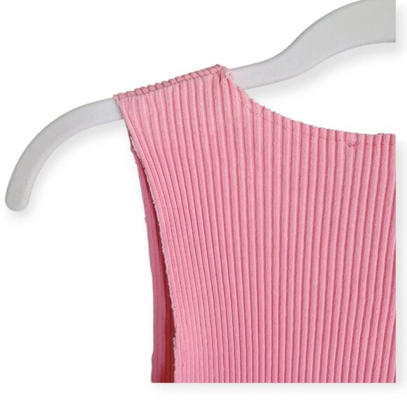 Zara sleeveless thick ribbed bubblegum pink stretchy tank top size L (fits S/M) - Picture 4 of 9